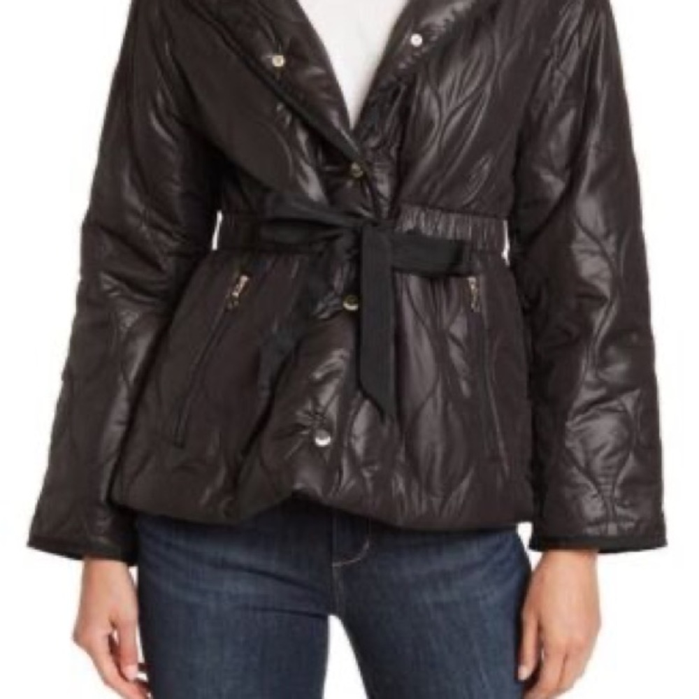 NWT Kate Spade New York Quilted Short Belter Puffer Jacket with Rollout Hood - Picture 4 of 10
